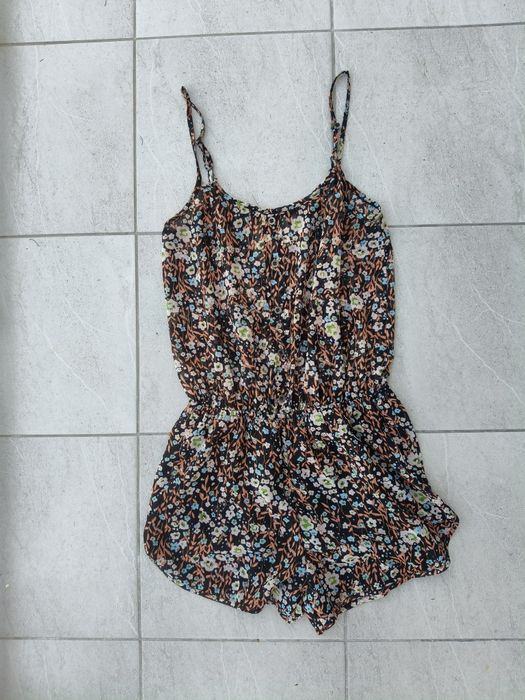 Kombinezon w kwiaty romper jumpsuit * S