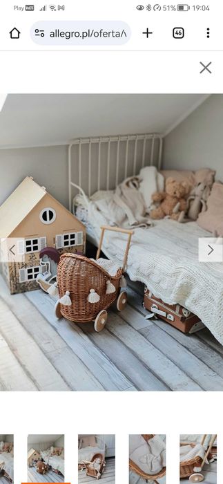 Wózek dla lalki głęboki Little Dreams WÓZEK WIKLINOWY