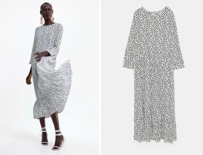 Zara blogerska sukienka w kropki  groszki 38