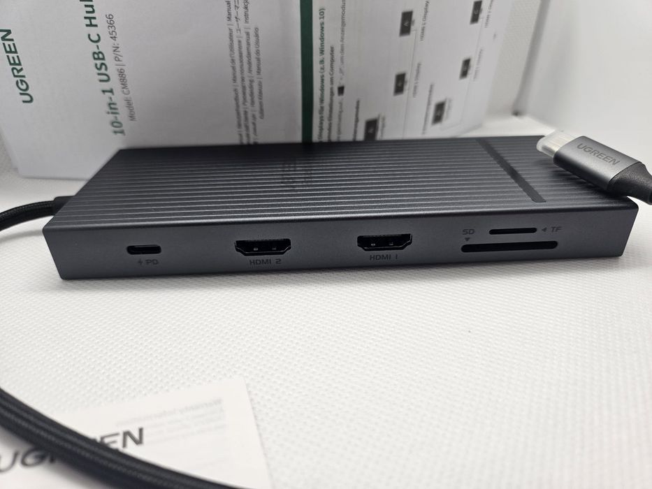 Nowy Hub USB-C UGREEN 10 w 1, 4K 60Hz, 2xHDMI, PD100W, Ethernet, SD/TF