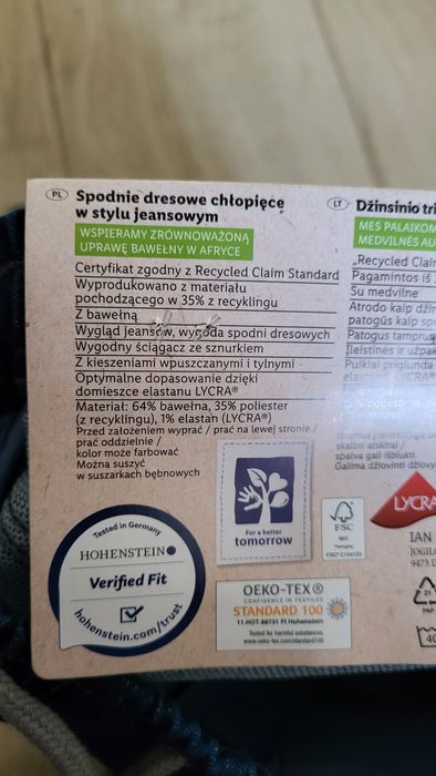 Nowe spodnie joggery 122 Pepperts