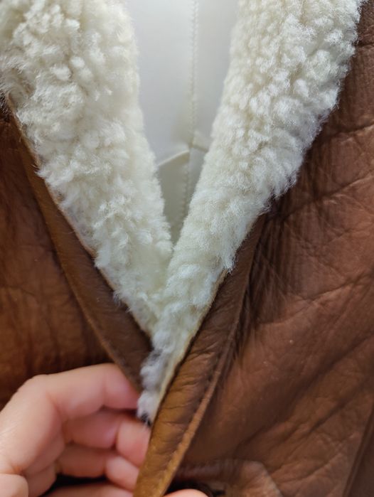 Shearling vintage em pele verdadeira