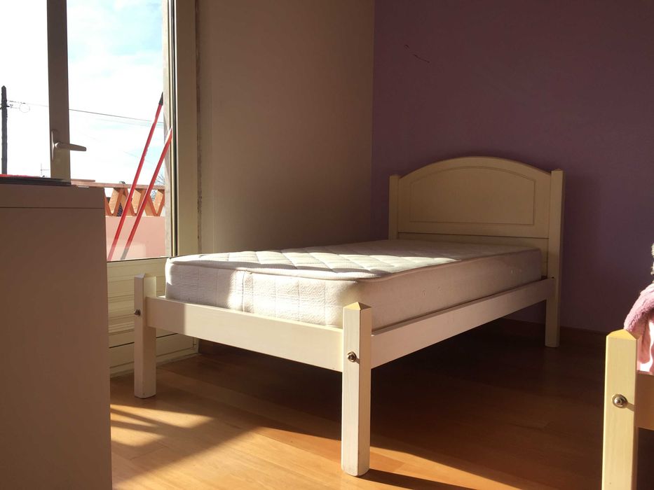 cama de solteiro madeira maciça branca