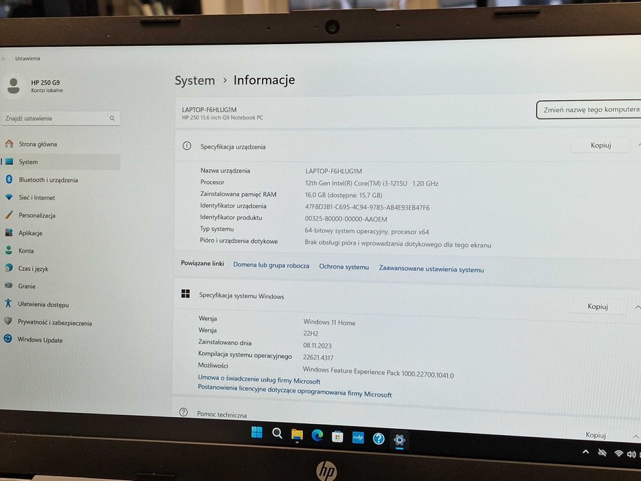 HP 250 G9/ i3-1215u/ 16GB/ 256GB/ 15.6 FHD 60Hz/ Win11/ Grade A