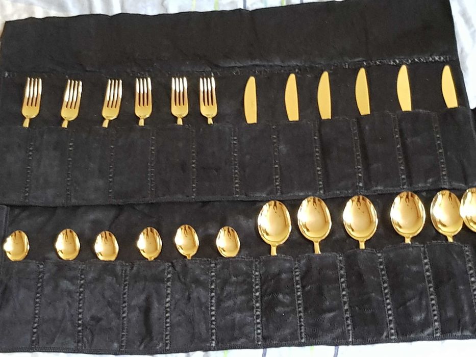 Komplet włoskich pozłacanych Sztućców marki Pintinox dla 6 osób
