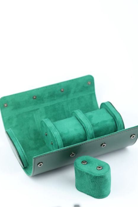 Etui do zegarków (3 sloty) w kolorze zielonym (uwaga skaza!)