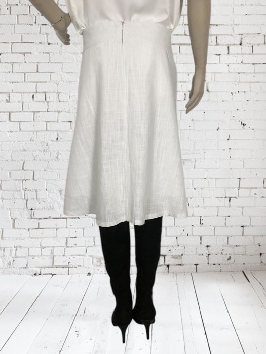 Biała lniana wiosenna spodnica midi Next za kolano do pracy 2XL XXL