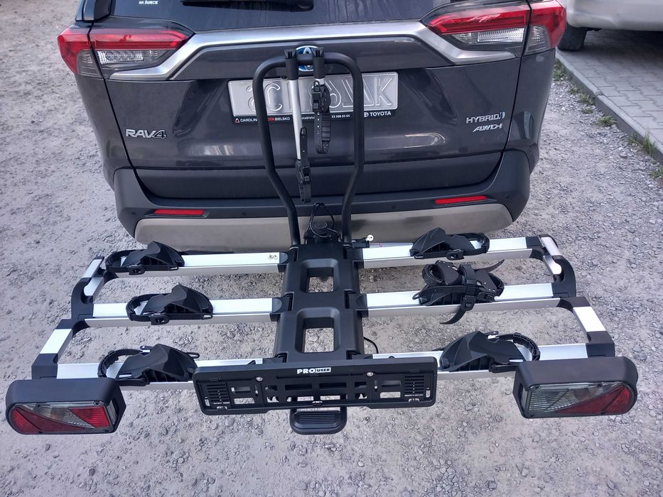 Solidny, składany bagażnik rowerowy na hak, platforma rowerowa Pro User FG 3  Silver
