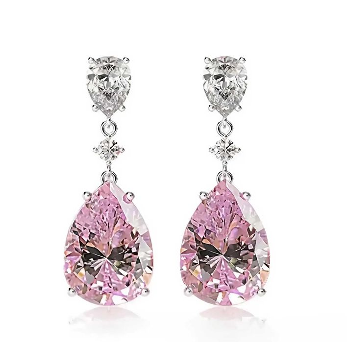 Розкішні вечірні сережки-краплі з цирконами, преміум-біжутерія