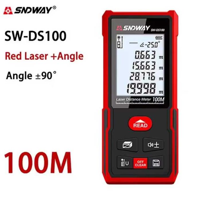 Лазерная рулетка SNDWAY SW-DS100 100 метров угол наклона дальномер