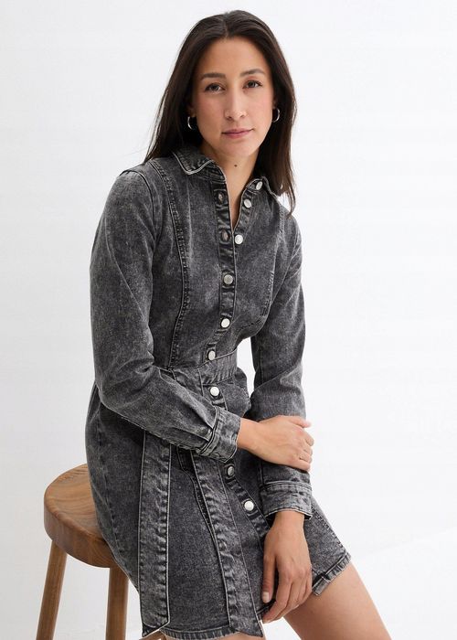 B.P.C sukienka jeansowa czarna z długim rękawem ^46