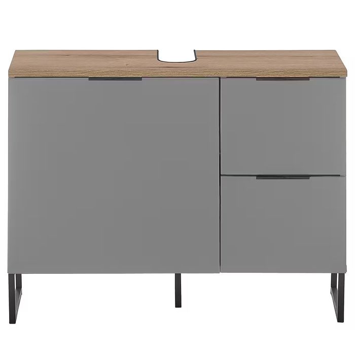 Nowoczesna szafka łazienkowa z blatem – szara, styl loft / skandynawsk