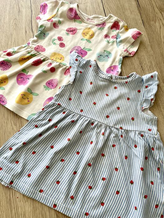 Paka komplet ubranek sukienek dziewczynka niemowlę krótki rękaw letnia