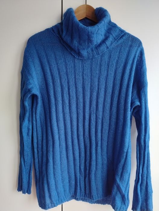 Mango suit M L sweter golf 27% moher niebieski chabrowy