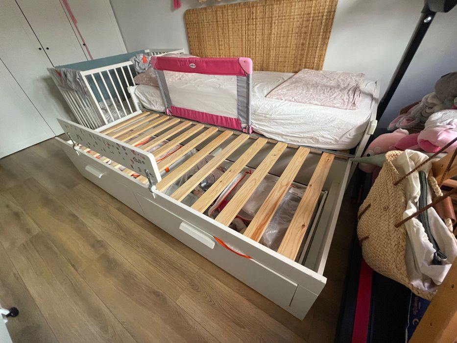BRIMNES Cama IKEA indiv/dupla c/2 gav, branco, 80x200 cm