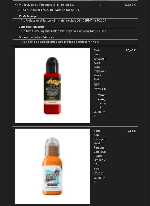 Kit Profissional de Tatuagens II - Intermediário + tintas e peles sintéticas para treino