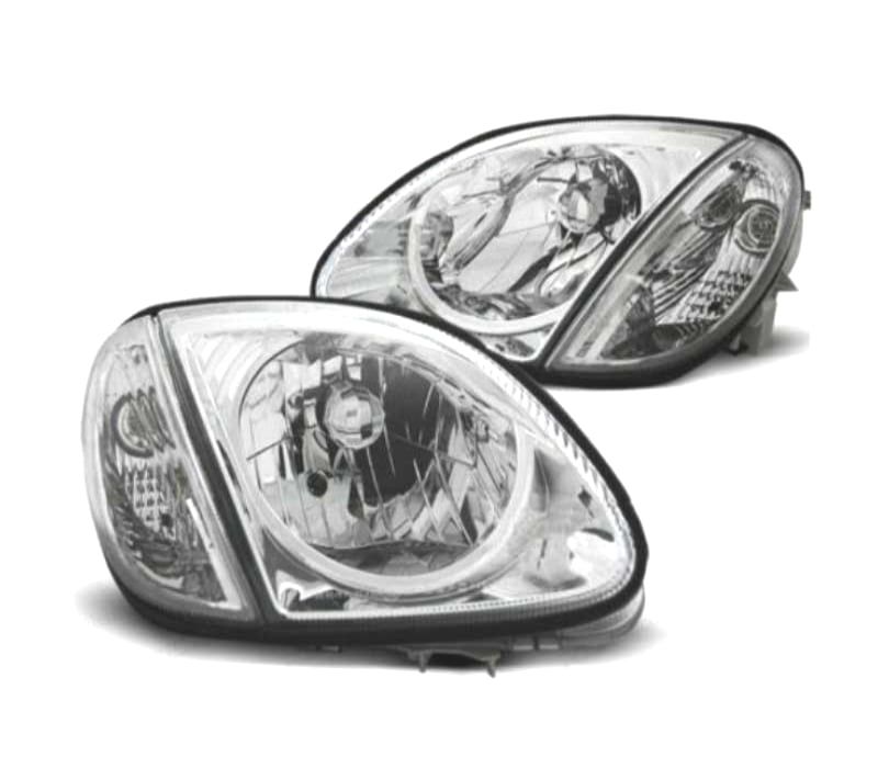 FARÓIS FRONTAIS MERCEDES SLK R170. 96-04- FUNDO CROMADO