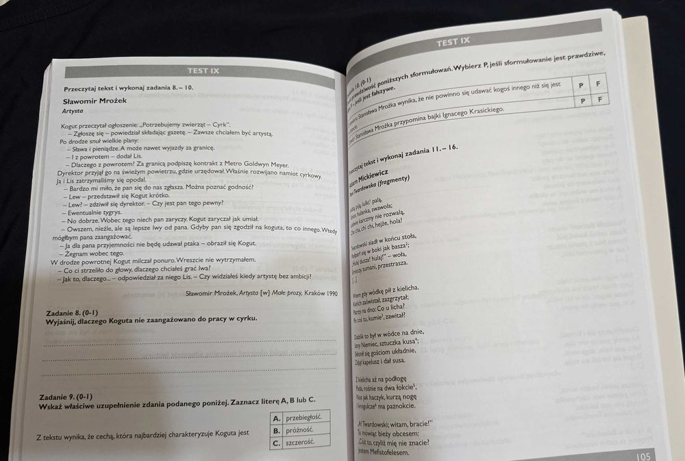 Testy z języka polskiego VII-VIII Boratyńska powt egzamin ósmoklasisty