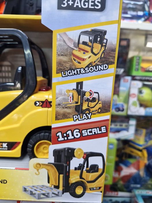 Навантажувач вилковий, погрузчик, спецтехніка масштаб 1:16,світло,звук