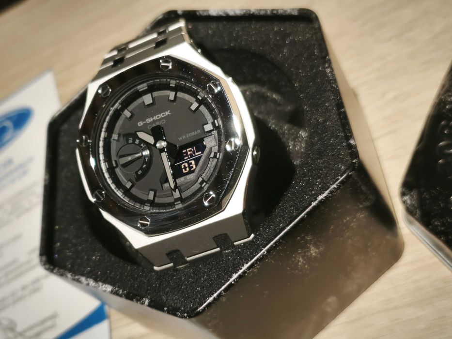 Zegarek CASIO G-SHOCK Oryginał FULLMETAL Stalowa bransoleta papiery