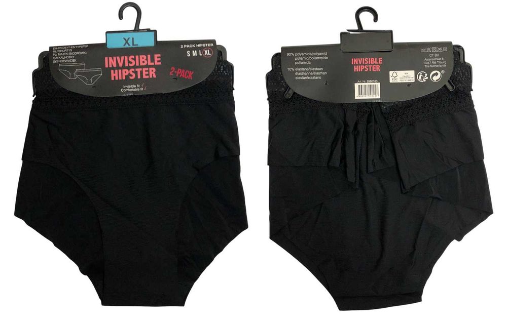 2539 Majtki Damskie Biodrówki Invisible Hipster Bezszwowe 2pack XL
