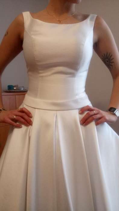 Suknia ślubna biała mikado + poduszeczka na obrączki + welon + bolerko