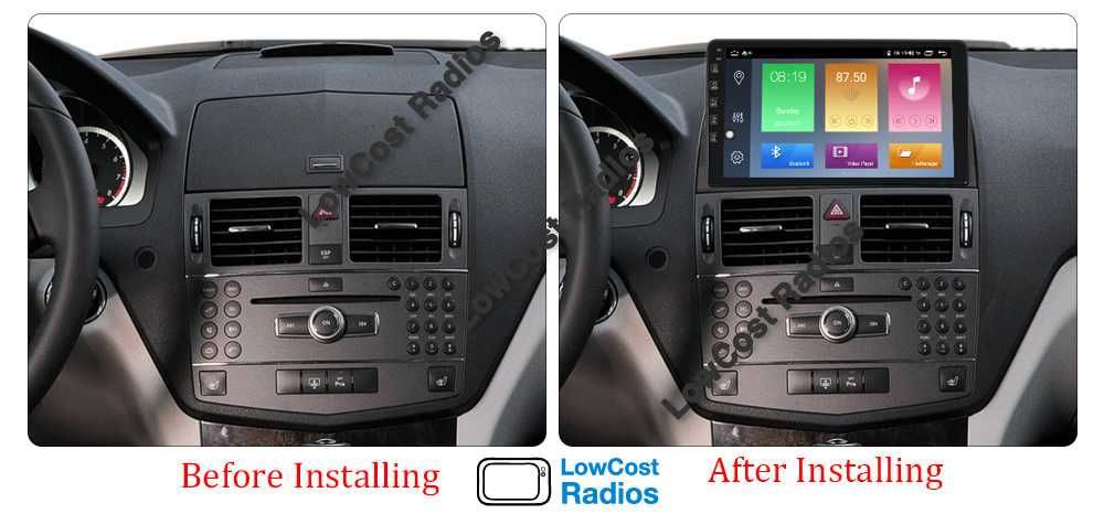 Auto Rádio GPS ANDROID Mercedes Benz Class C W204 - Wifi BT + CANBUS | CARPLAY • ANDROID AUTO
