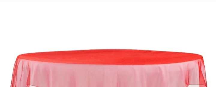 Toalha saiote quadrada vermelha em organza lisa com rebordo em tafetá