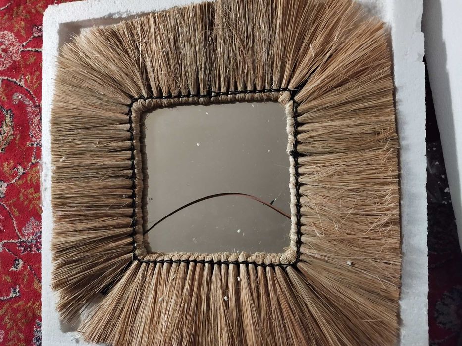 Espelho fibra natural kinda  41x41 novo