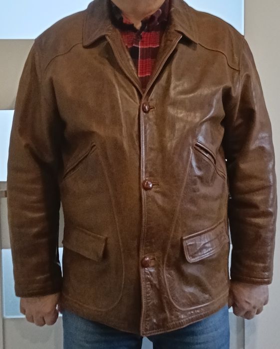 Kurtka ze skóry, męska, ocieplana