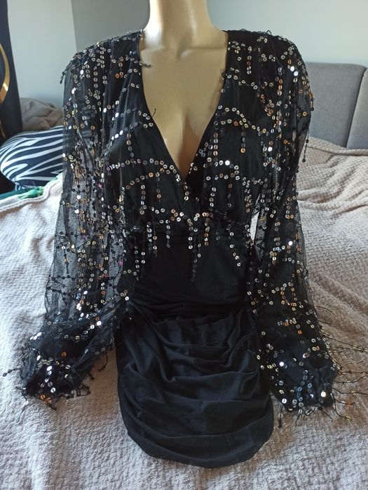 Sukienka damska czarna w cyrkonie