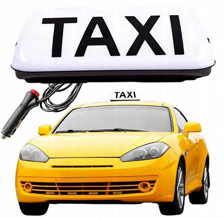 TAXI Led Lampa Kogut Biały Magnes z Wtyczką zapalniczki SKLEP Warszawa