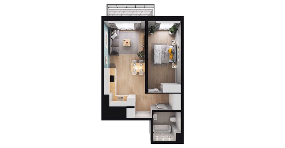 2-pokojowe mieszkanie 42 m² + balkon - Widok 3