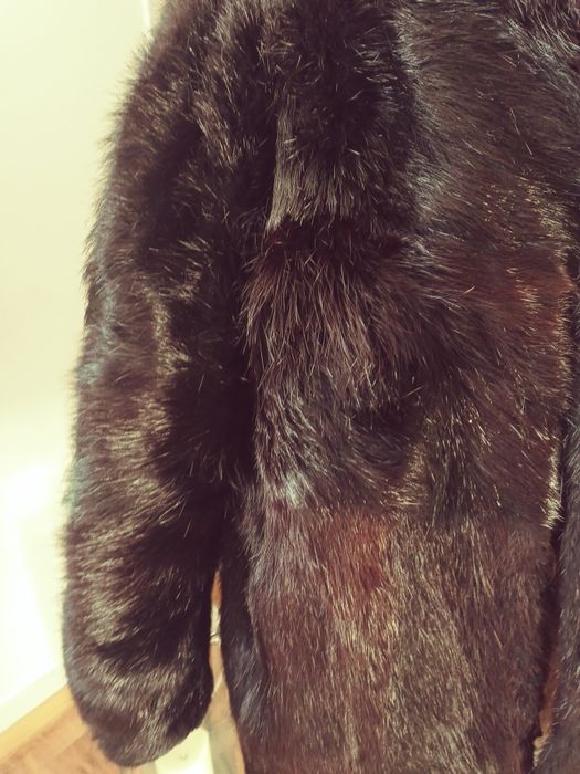 Futro czarne dlugi wlos natura nutria XL