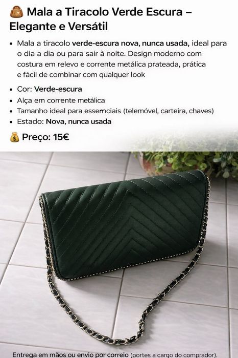 mala tira colo com corrente