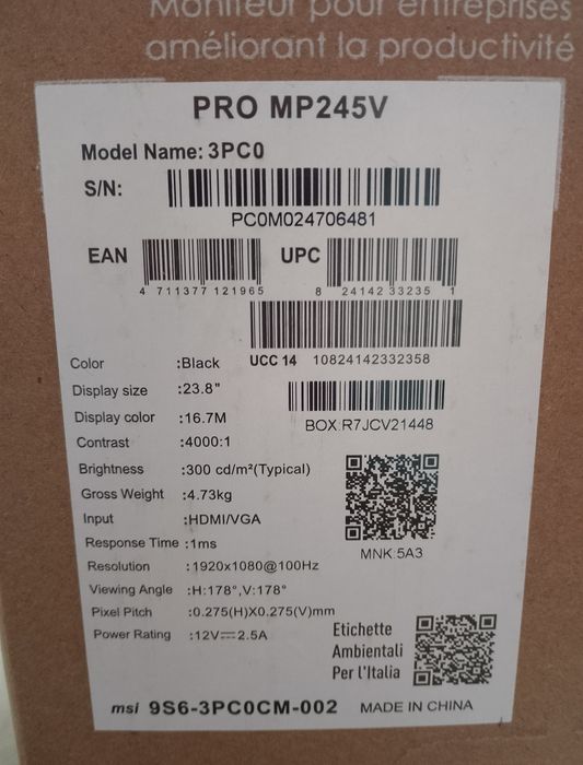 Monitor 24 cale 100 Hz  gwarancja