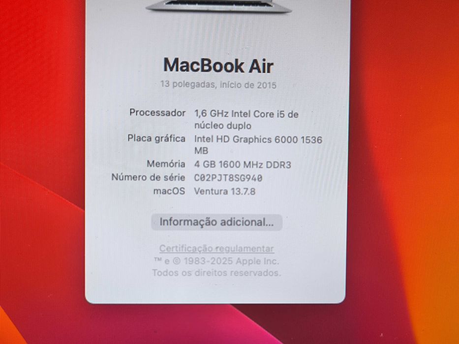 Apple Macbook AIR 13 i5 ssd 128GB