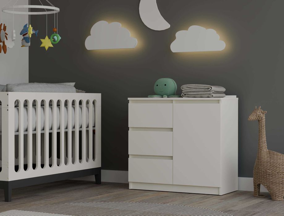 KOMODA Malwa 1D3S Szafka 1 Drzwi 3 Szuflady do Salonu Kaszmir Beż