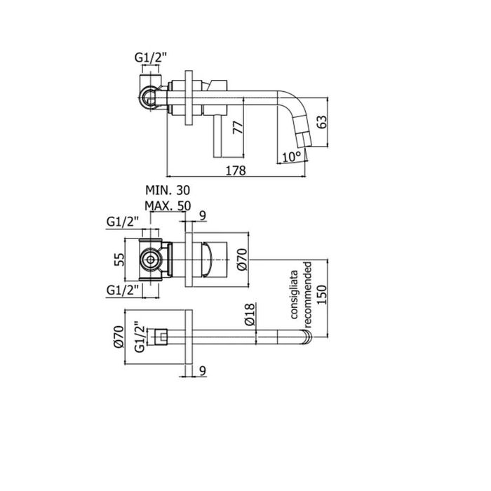 LIG006NO70 Paffoni Light змішувач для раковини