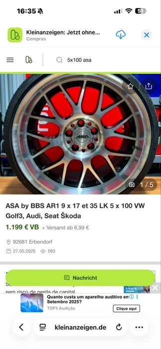 Troco/Vendo jantes Asa revolution 17 5x100