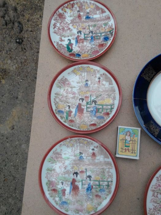 чайный сервиз Гейша Япония фарфор посуда латунь Индия