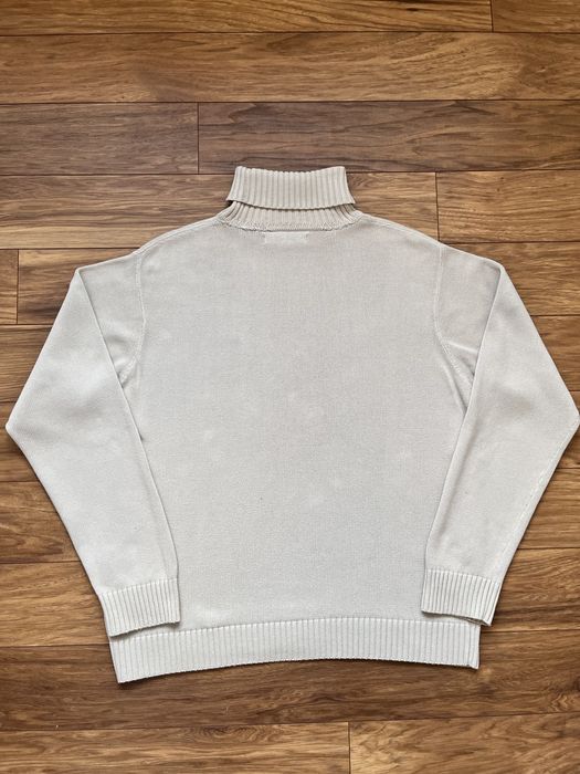 Beżowy golf Tommy Hilfiger | Beige Cotton Knit Turtleneck Old Money