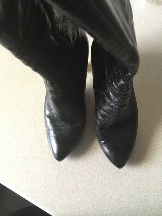 Kozaki skórzane, czarne, skóra, polski producent, rozmiar 37