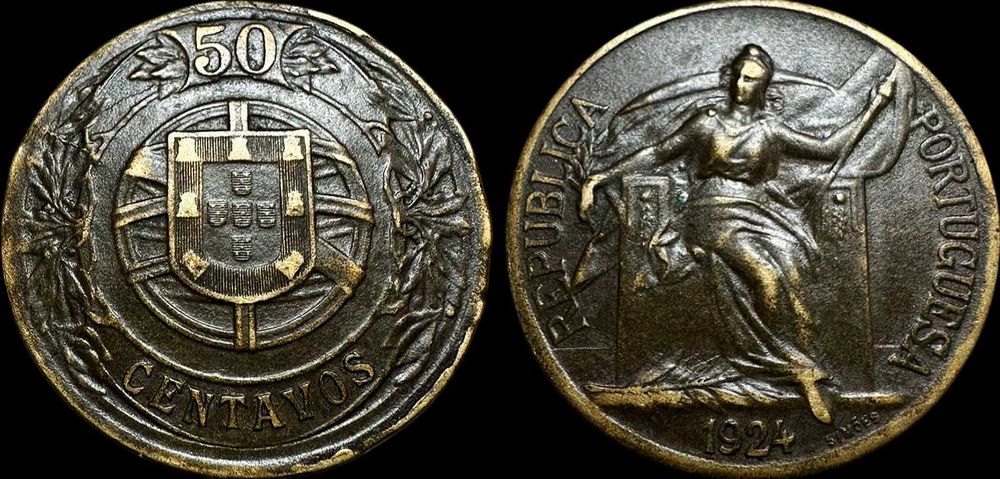 50 Centavos - 1924 - República Portuguesa (Escassa)
