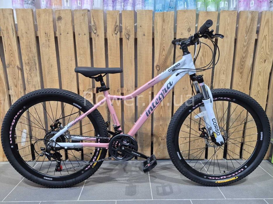 Алюмінієвий велосипед 26 AL Corso «INTEGRA» NG-26502 алюміній 15", (к-т SHIMANO) рожево-білий