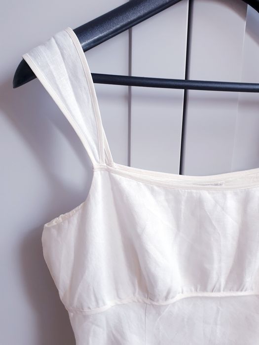 Kremowa lniana sukienka biala na ramiączkach 40 42 Rocha John Rocha