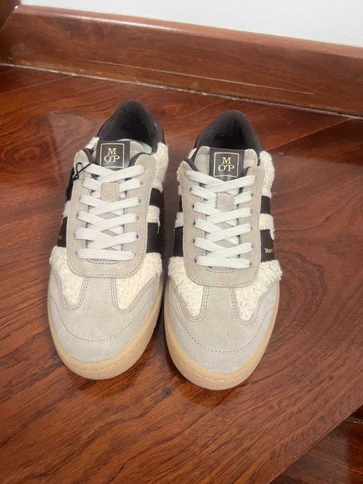 Ténis sapatilhas femininos Marc O'Polo em bege com castanho,tamanho 39