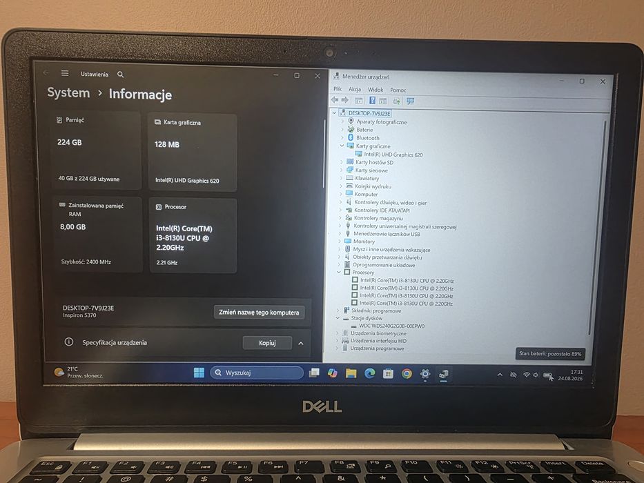Dell Inspiron 13 5370•™Intel i3-8130U•8Gb/240Gb