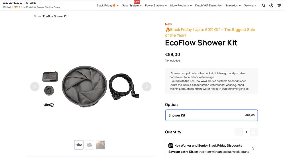 EcoFlow Shower Kit портативний душ з вбудованим акумулятором