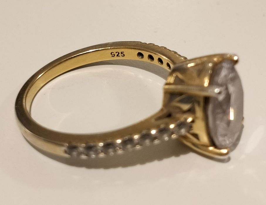 Pierścionek YES srebro pr.525 pozłacany z cyrkoniami